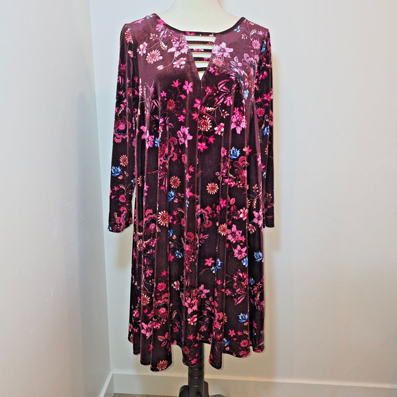 torrid Dresses & Skirts - Torrid Womens Dress Size 1 US 1X Brown Floral Velvet Romantic Feminine NWT